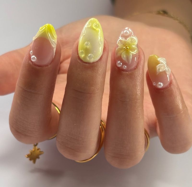 French jaune 3D fleurs